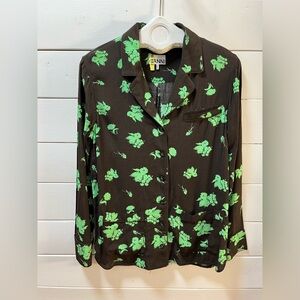 GANNI Brown Floral Shirt – Size 34